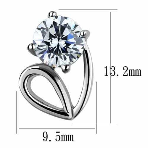 Stainless Steel CZ Round Solitaire Six Prong Stud Earrings view 2