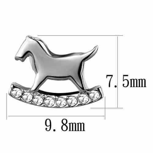 Stainless Steel Rocking Horse Figure Stud Earrings view 2
