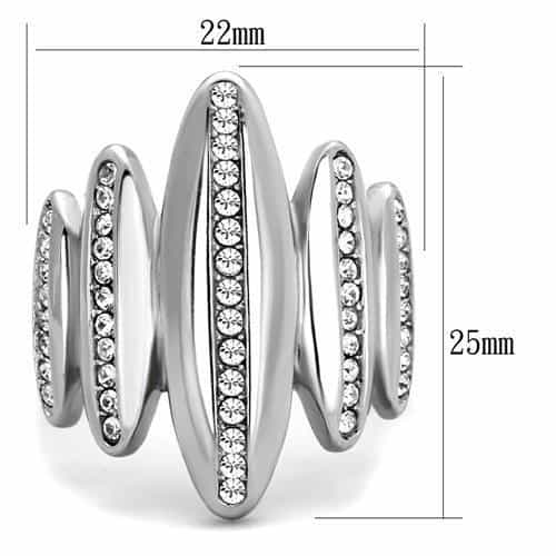 Stainless Steel CZ Pave Triple Coil Spiral Ring view 2