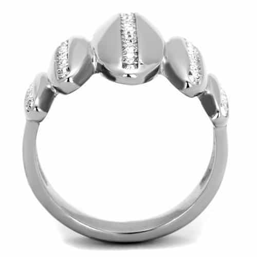Stainless Steel CZ Pave Triple Coil Spiral Ring view 3