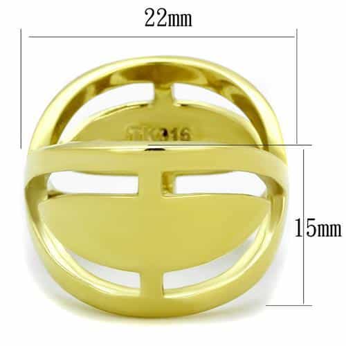 Stainless Steel Gold IP Globe Sphere Cutout Cage Ring view 6