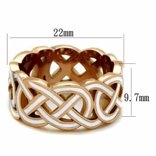 Stainless Steel Rose Gold Celtic Knot Woven Wide Band Ring view 6