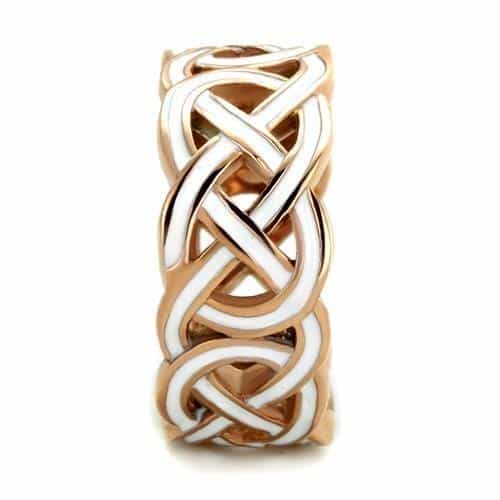 Stainless Steel Rose Gold Celtic Knot Woven Wide Band Ring view 8