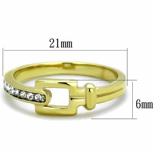Stainless Steel Gold IP CZ Buckle Belt Channel Band Ring view 6