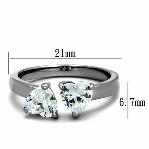 Stainless Steel CZ Pear Solitaire Slim Ring view 6