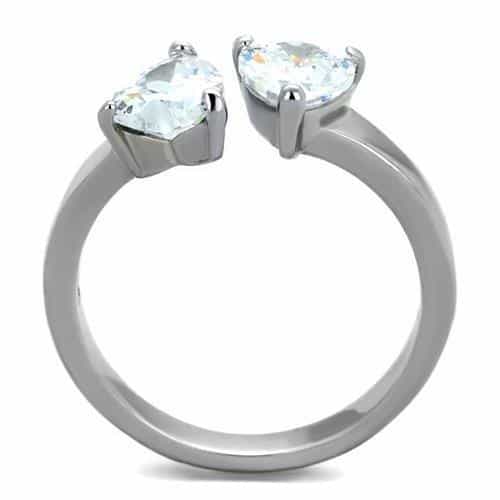 Stainless Steel CZ Pear Solitaire Slim Ring view 3