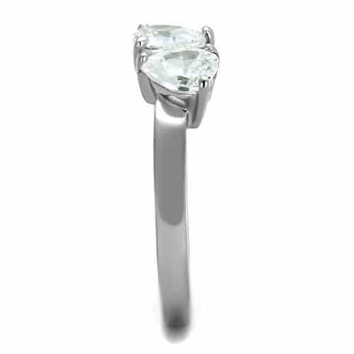Stainless Steel CZ Pear Solitaire Slim Ring view 8
