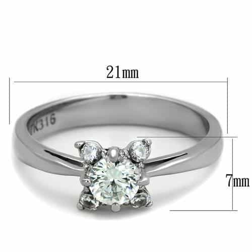 Stainless Steel CZ Round Triple Cluster Open Ring view 6