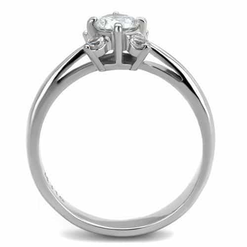 Stainless Steel CZ Round Triple Cluster Open Ring view 7