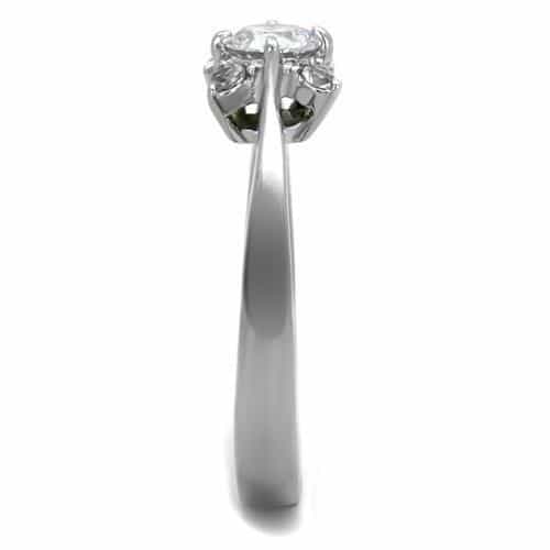 Stainless Steel CZ Round Triple Cluster Open Ring view 4