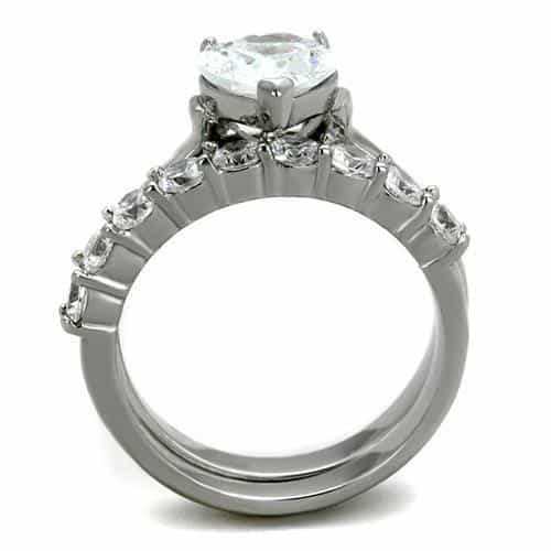 Stainless Steel CZ Heart Solitaire Ring | The Stainless Jewelry view 3