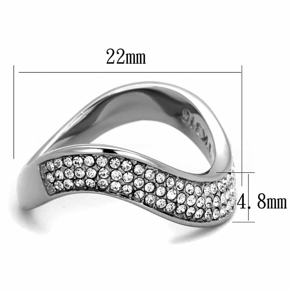 Stainless Steel CZ Pave Arch Dome Wide Band Ring view 6