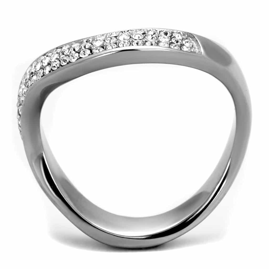 Stainless Steel CZ Pave Arch Dome Wide Band Ring view 7