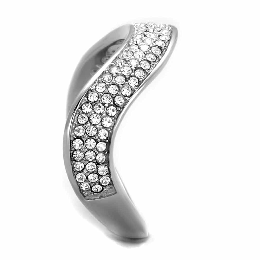 Stainless Steel CZ Pave Arch Dome Wide Band Ring view 8