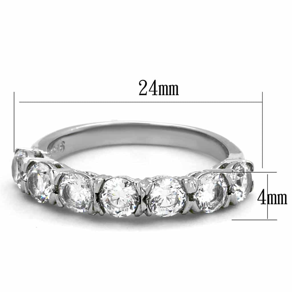 Stainless Steel CZ Oval Round Five Stone Eternity Band Ring view 2