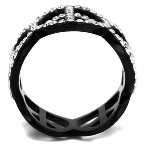 Stainless Steel Black IP CZ Celtic Knot Cutout Wide Ring view 7