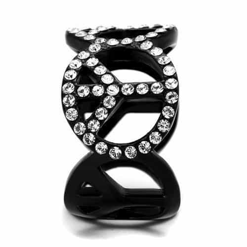 Stainless Steel Black IP CZ Celtic Knot Cutout Wide Ring view 8