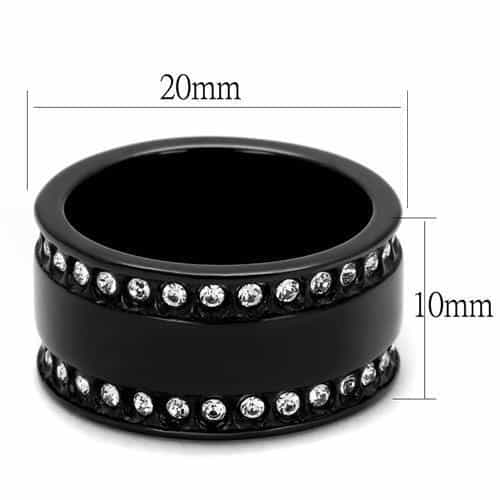 Stainless Steel Black IP Light Blue CZ Channel Wide Band Ring view 6