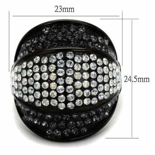 Stainless Steel Black IP CZ Pave Dome Split Ring view 6