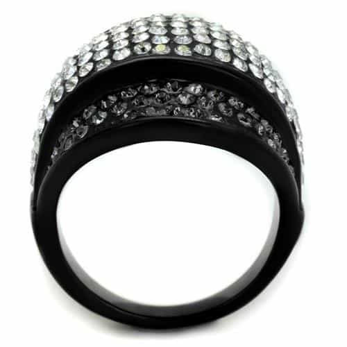 Stainless Steel Black IP CZ Pave Dome Split Ring view 3