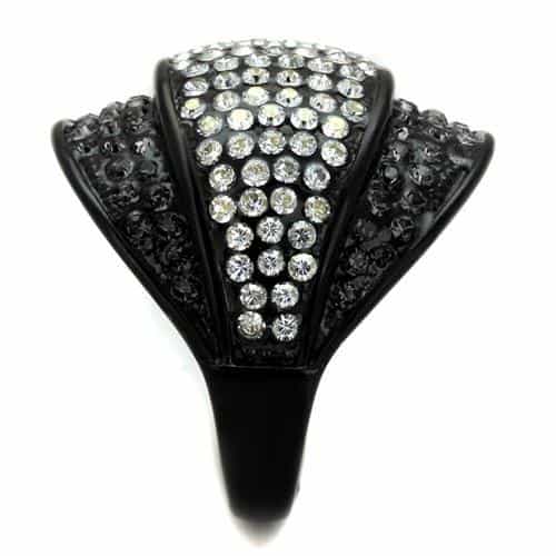 Stainless Steel Black IP CZ Pave Dome Split Ring view 8