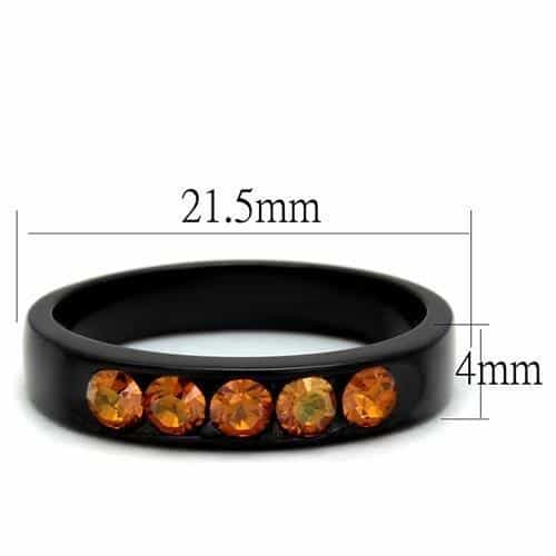 Stainless Steel Black IP Orange Topaz Round Channel Band Ring view 6