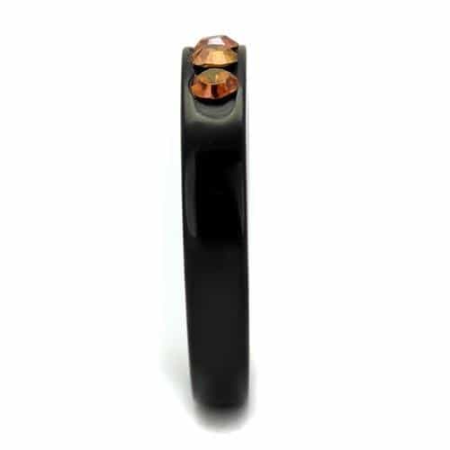 Stainless Steel Black IP Orange Topaz Round Channel Band Ring view 8