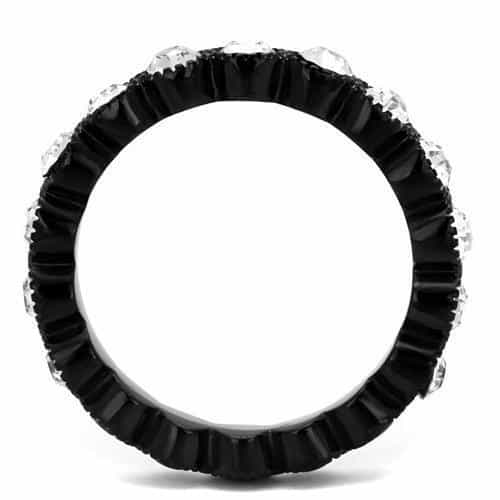 Stainless Steel Black IP CZ Bezel Round Eternity Band Ring view 7