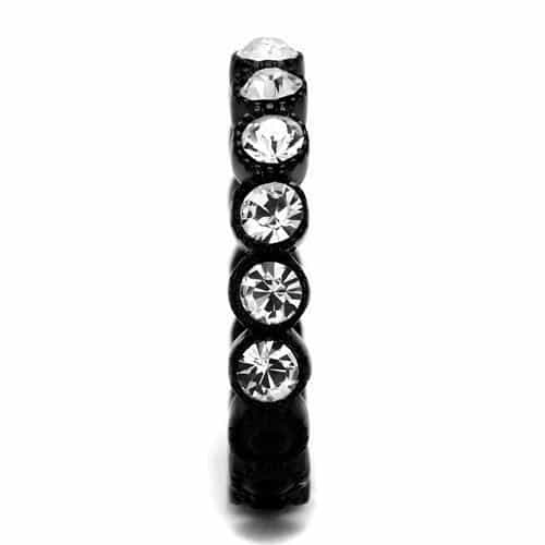 Stainless Steel Black IP CZ Bezel Round Eternity Band Ring view 8