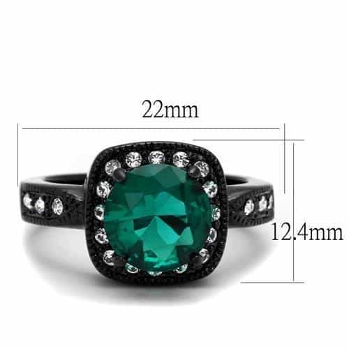 Stainless Steel Emerald Halo Wide Ring Emerald view 6