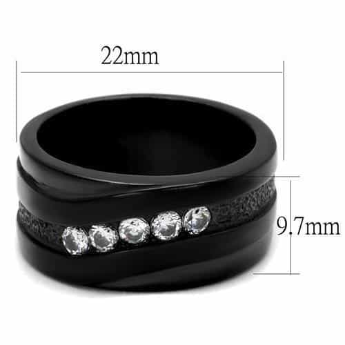 Stainless Steel Black IP CZ Channel Spinner Wide Band Ring view 6