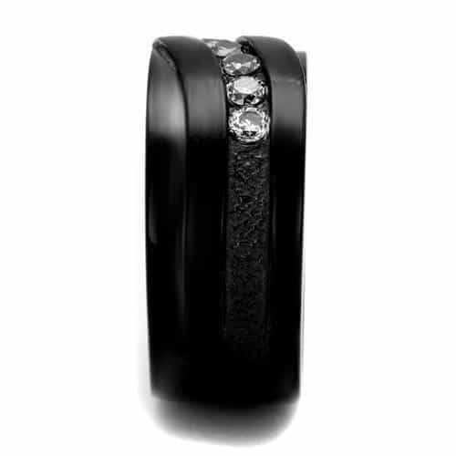 Stainless Steel Black IP CZ Channel Spinner Wide Band Ring view 8