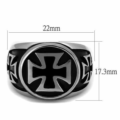 Stainless Steel Iron Cross Shield Ring | The Stainless Jewelry view 2