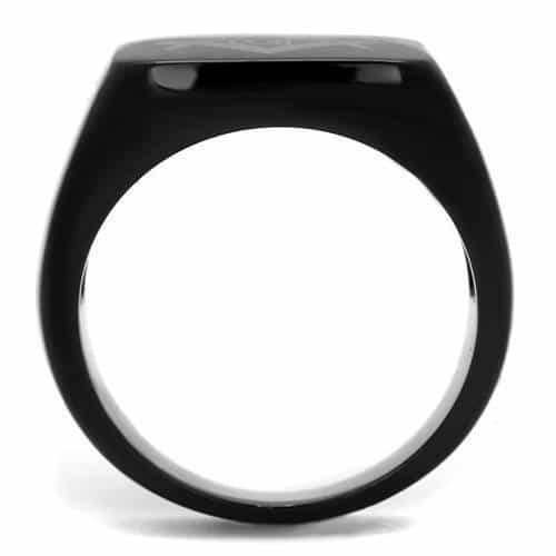 Stainless Steel Black IP Masonic Compass Square Signet Ring view 7