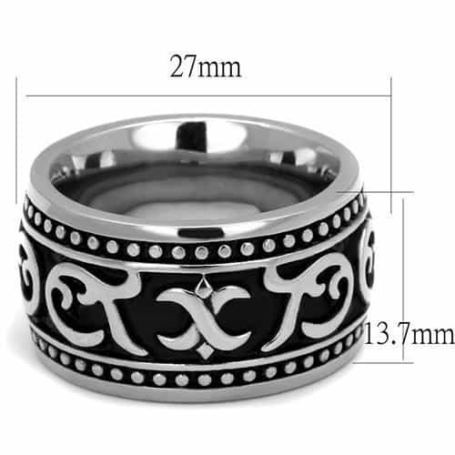 Stainless Steel Two Tone Gold Anchor Scroll Wide Band Ring view 6