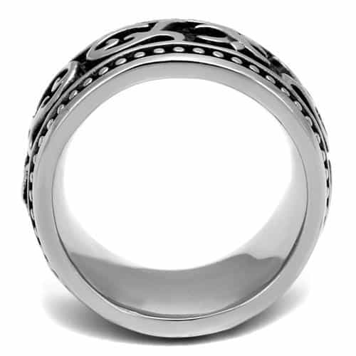 Stainless Steel Two Tone Gold Anchor Scroll Wide Band Ring view 7