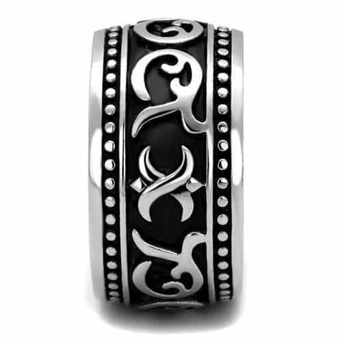 Stainless Steel Two Tone Gold Anchor Scroll Wide Band Ring view 8