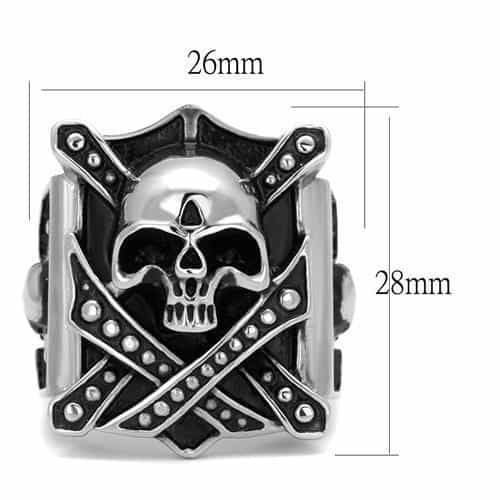 Stainless Steel Skull Sword Shield Cross Signet Ring view 6