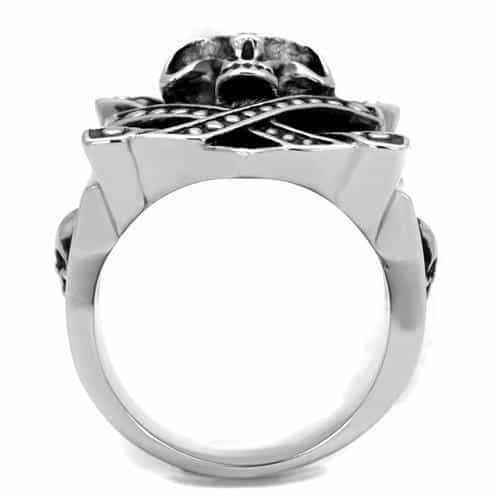 Stainless Steel Skull Sword Shield Cross Signet Ring view 3