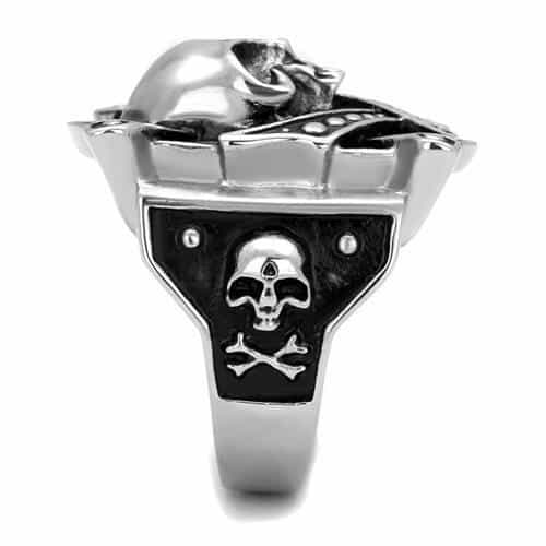 Stainless Steel Skull Sword Shield Cross Signet Ring view 4