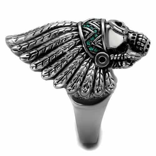 Stainless Steel Skull Native American Headdress Ring view 8