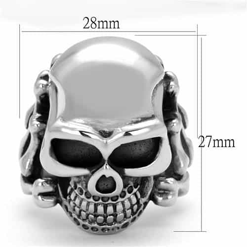 Stainless Steel Skull Grinning Dome Ring | The Stainless Jewelry view 6