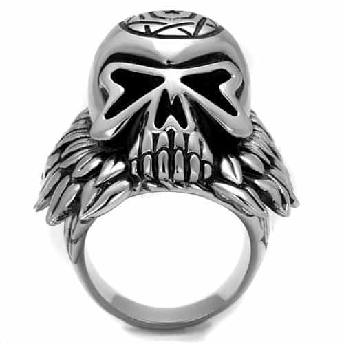 Stainless Steel Skull Military Shield Wings Cross Ring view 3