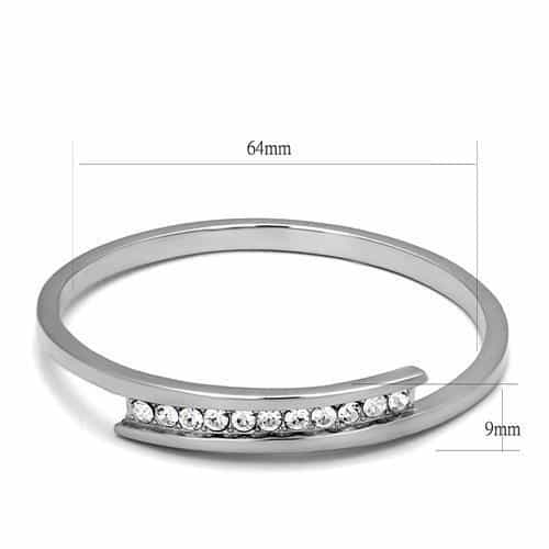 Stainless Steel Slim CZ Channel Cuff Bracelet view 2