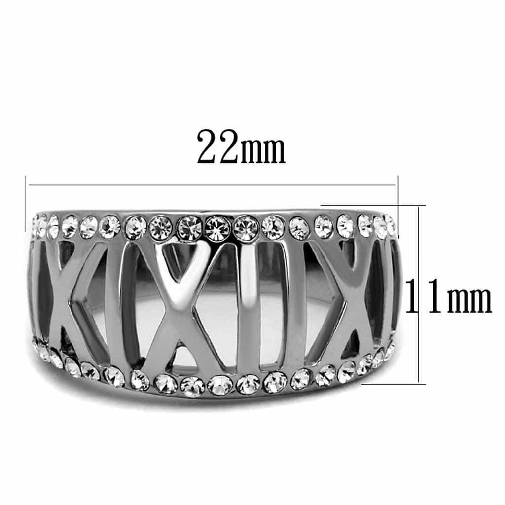 Stainless Steel CZ Cutout Geometric Cage Wide Ring view 2
