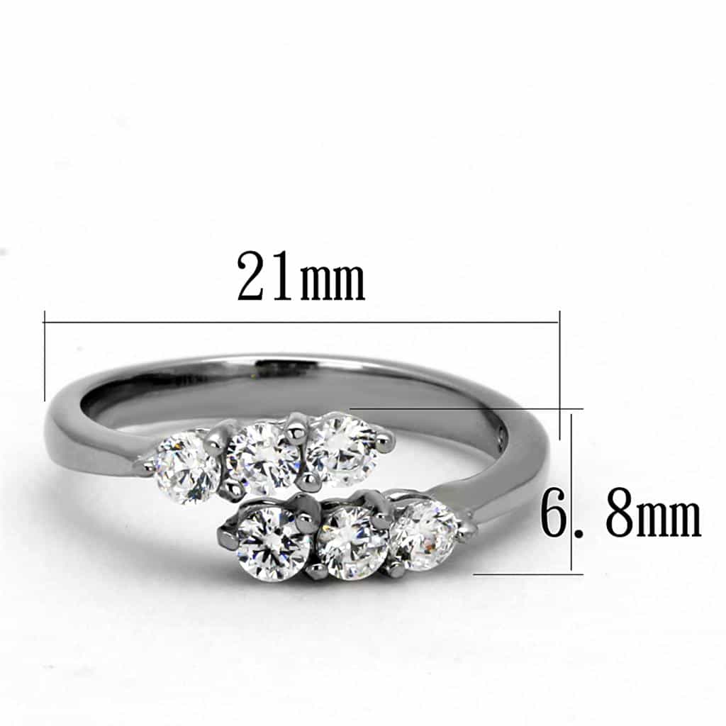 Stainless Steel CZ Five Stone Graduating Prong Ring view 6