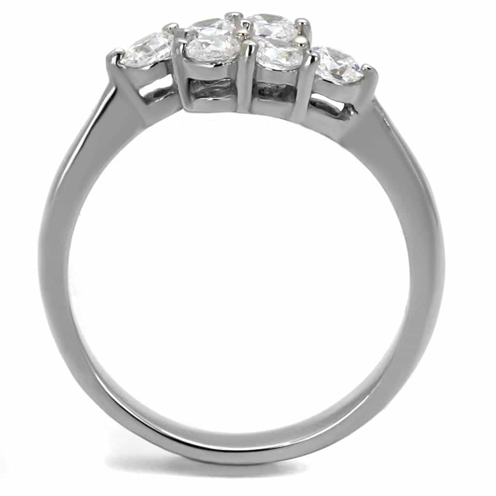 Stainless Steel CZ Five Stone Graduating Prong Ring view 3