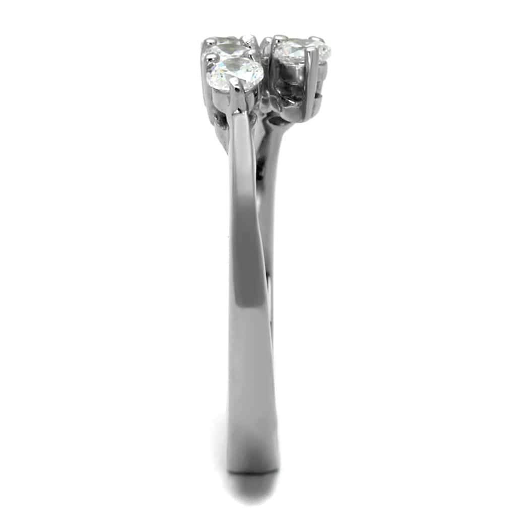 Stainless Steel CZ Five Stone Graduating Prong Ring view 8