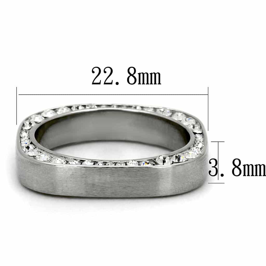 Stainless Steel CZ Square Open Frame Channel Ring view 2