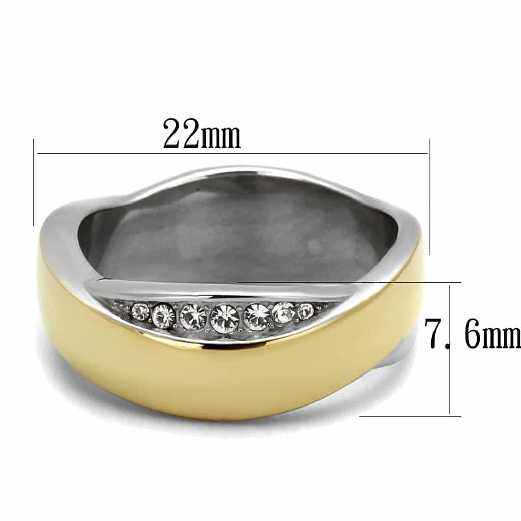 Stainless Steel Two Tone Gold Silver Smooth Dome Ring view 2